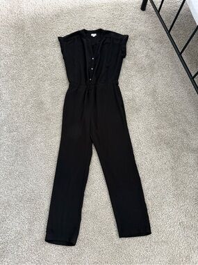 J. Crew Black Sleeveless Button-Front Jumpsuit